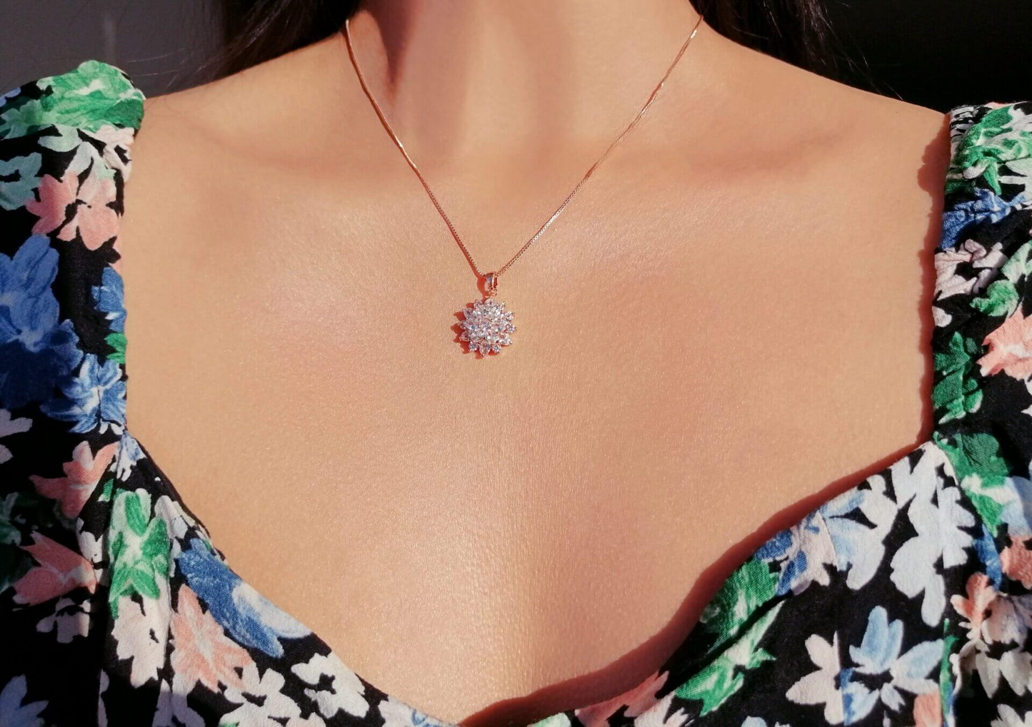 "Diamond Sunflower" | 18K Necklace