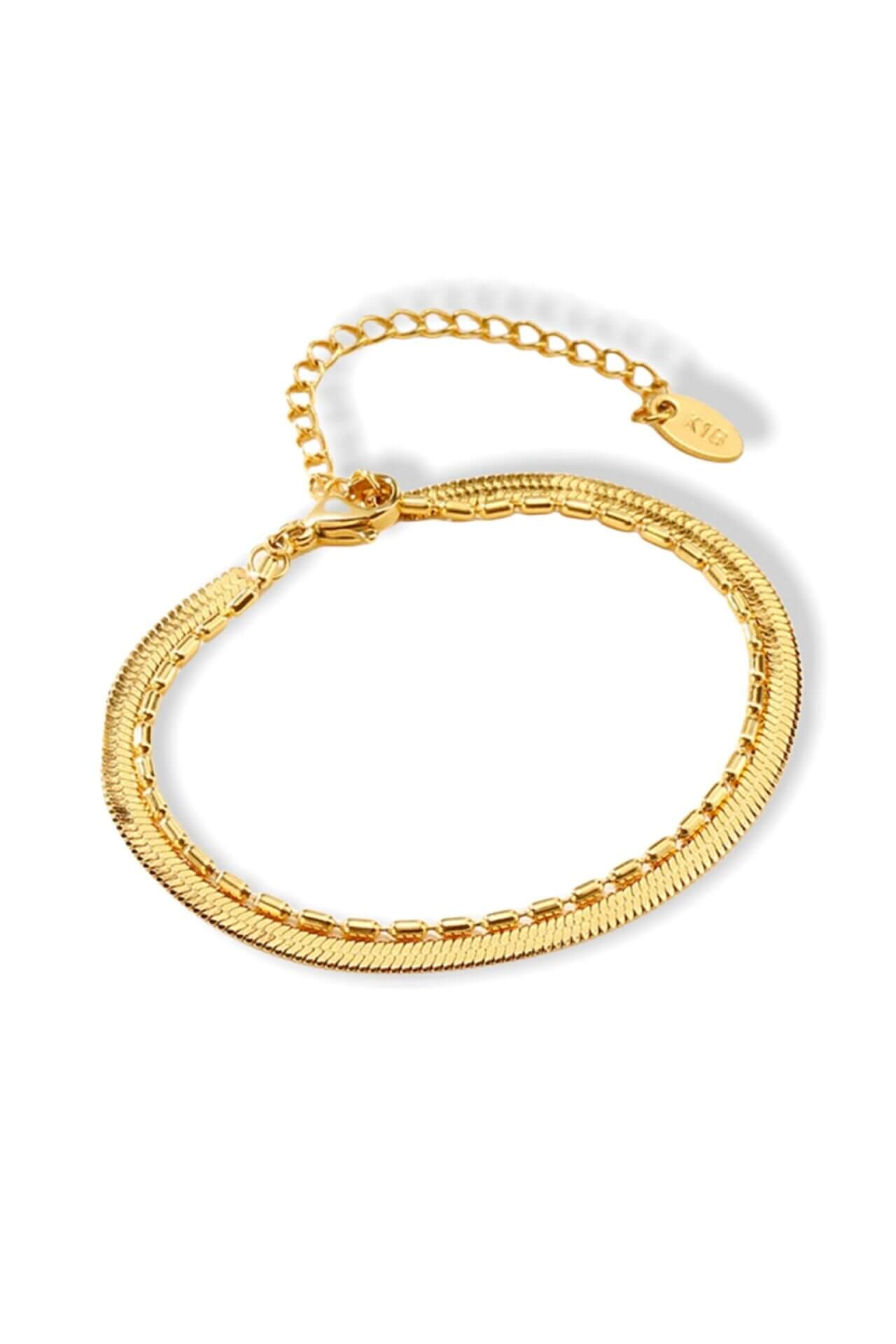 Flat Chain | 18K Two Layers Bracelet