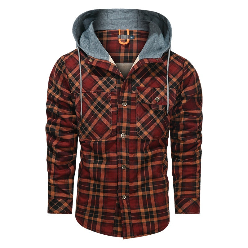 Men Warm Jacket Fleece Thick Men Slim Fit Hooded Jackets