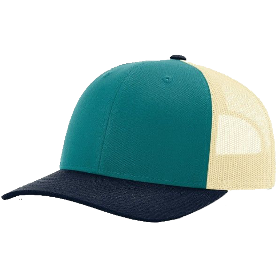 Grace on Cream Teal, Birch & Navy Trucker Hat