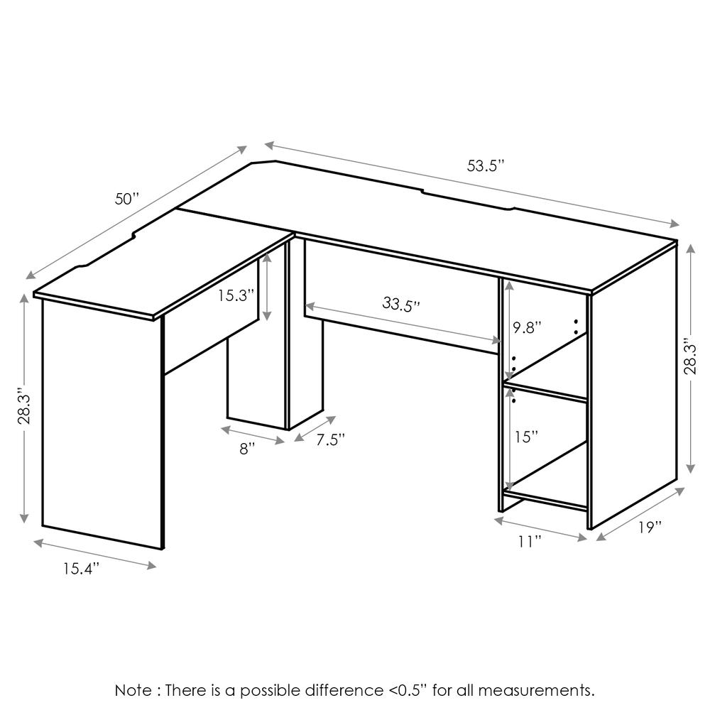 Furinno Indo L-Shaped Desk with Bookshelves, Espresso
