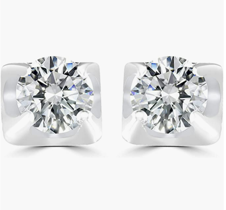 Sterling Silver Earrings 5mm 0.79 Carat Moissanite for Women