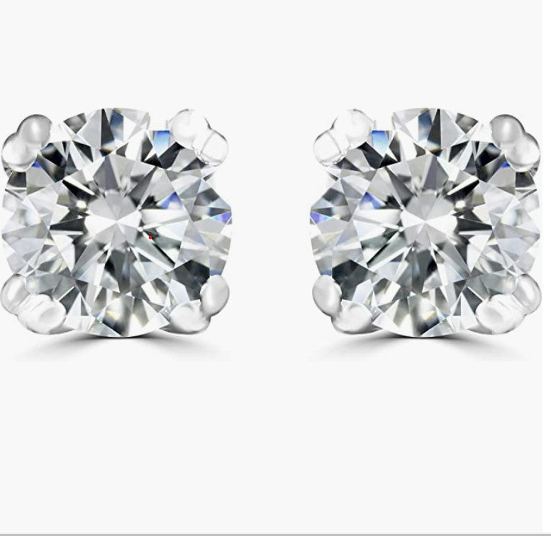 Moissanite Stud Earrings in 925 Sterling Silver 5mm, 0.78 CT