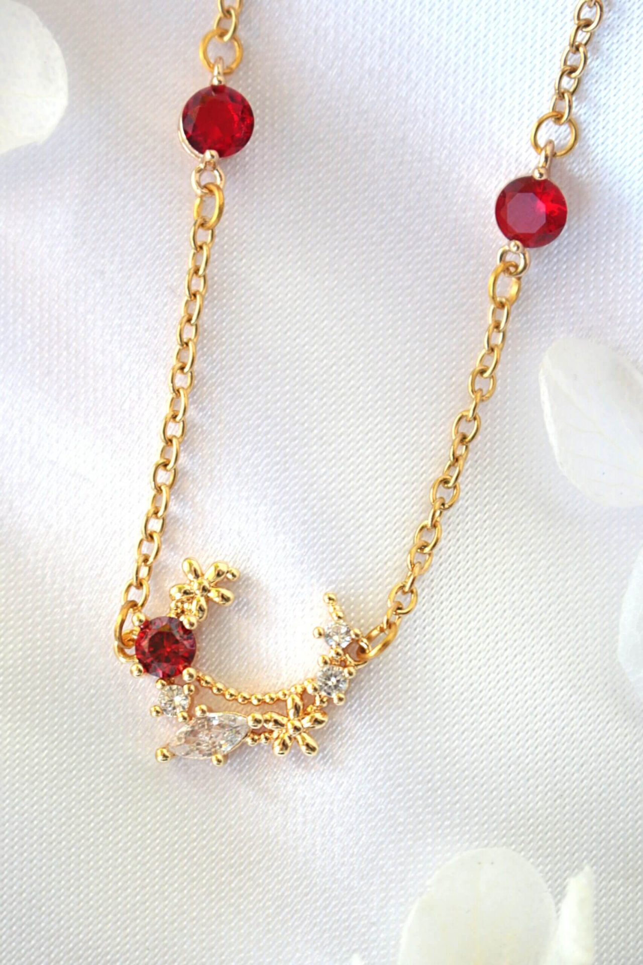 "Fairy Garden" | 24K Red CZ Necklace