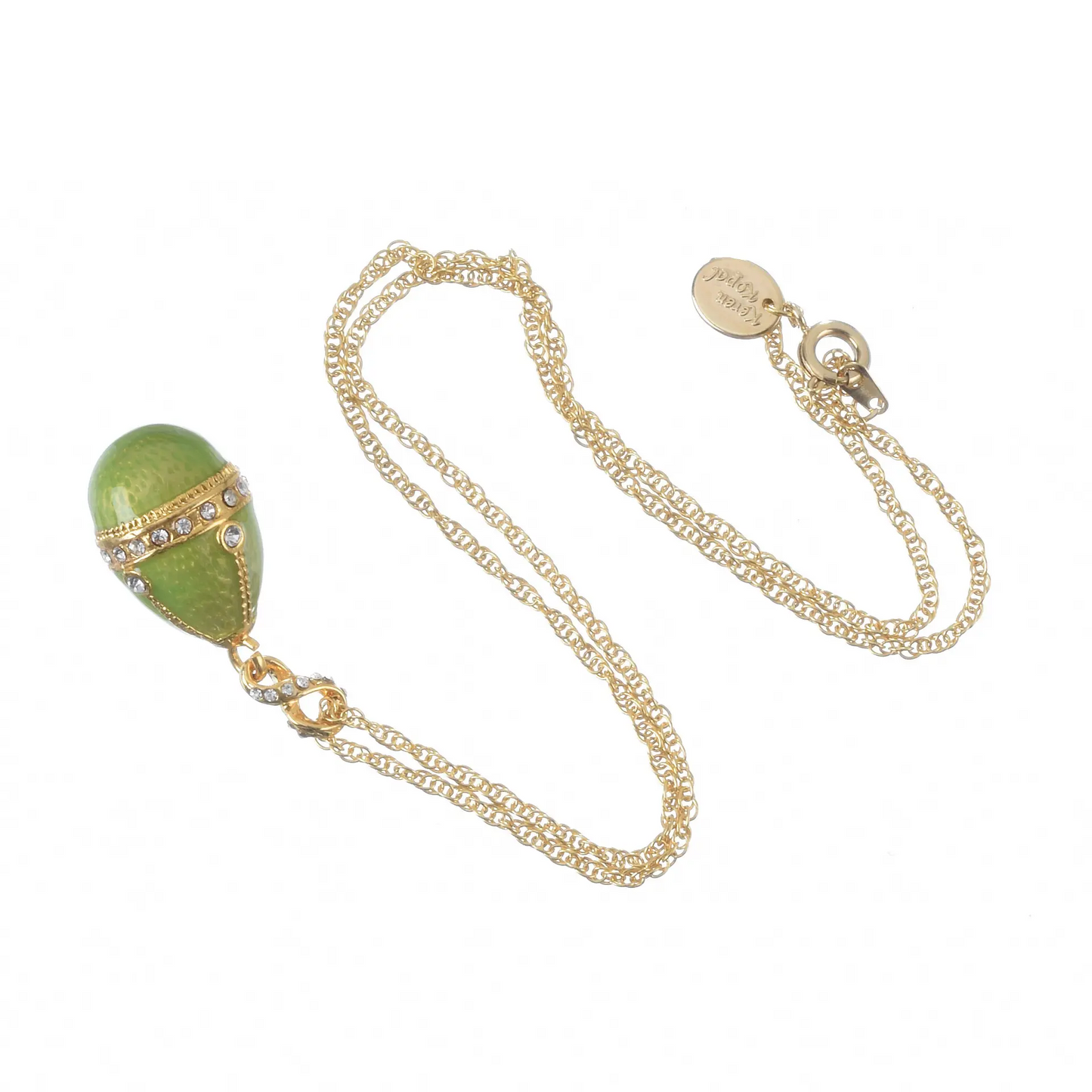 Green Egg Pendant Gold Necklace