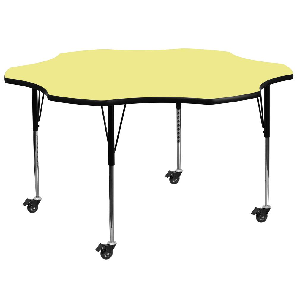 Mobile 60'' Flower Yellow Thermal Activity Table - Standard Height Legs
