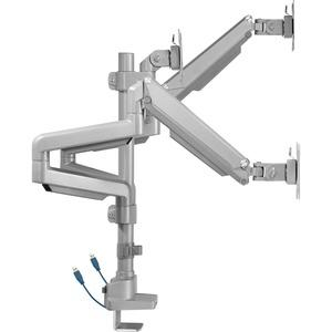 Lorell Mounting Arm for Monitor - Gray - Height Adjustable - 3 Display(s) Supported - 15.40 lb Load Capacity - 75 x 75, 100 x 100 - 1 Each