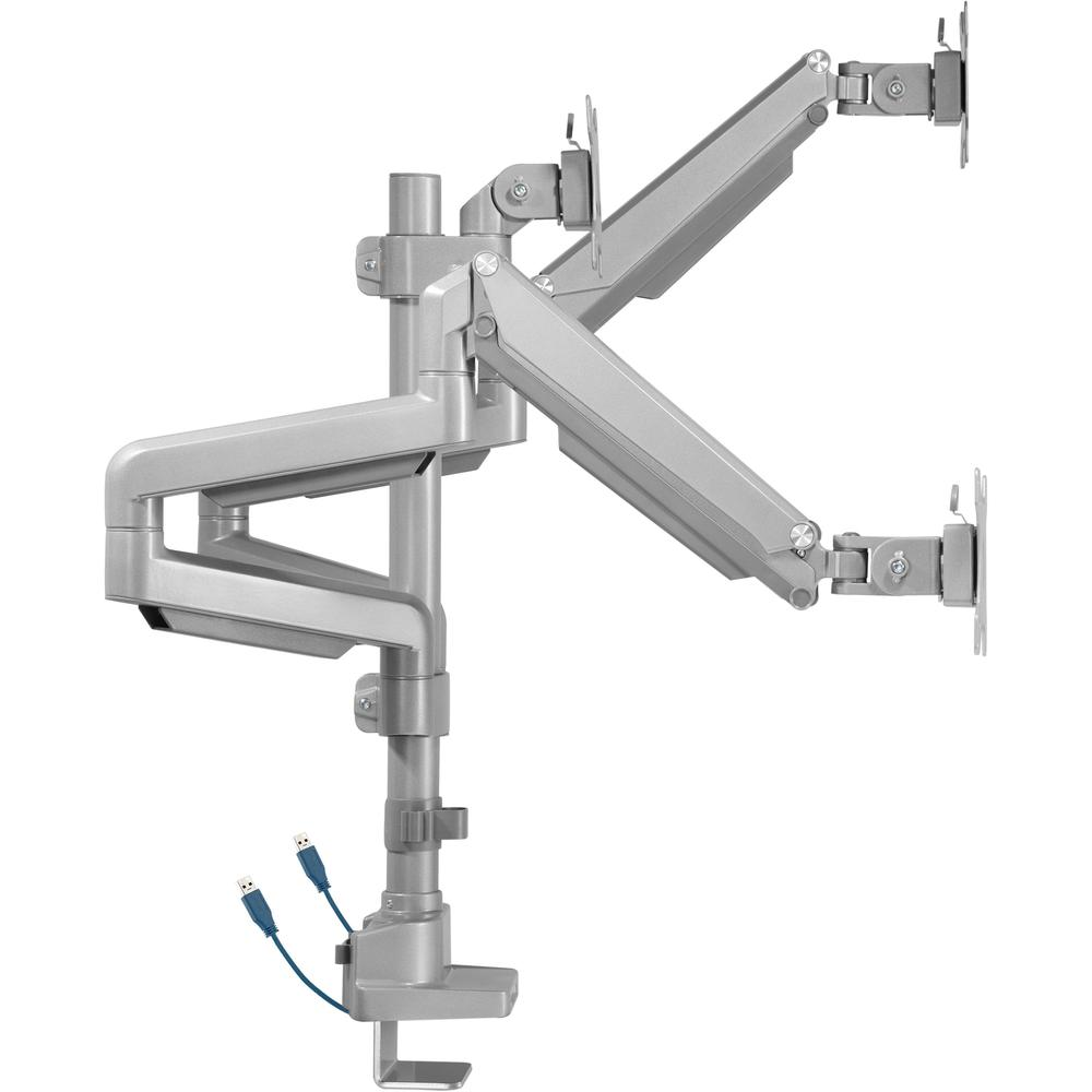 Lorell Mounting Arm for Monitor - Gray - Height Adjustable - 3 Display(s) Supported - 15.40 lb Load Capacity - 75 x 75, 100 x 100 - 1 Each