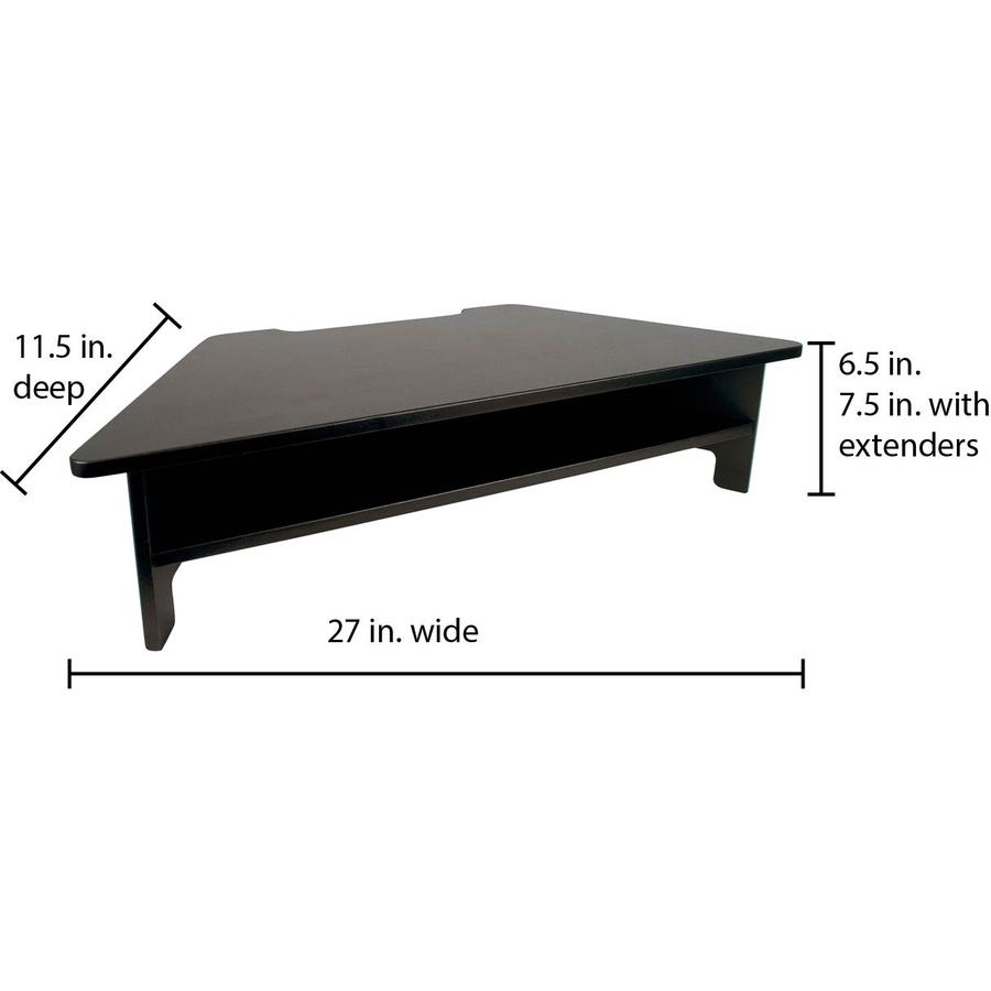Victor High Rise Monitor Stand - Monitor Stand - Desk Riser - 7.5" Height x 27" Width x 11.5" Depth - Wood - Black