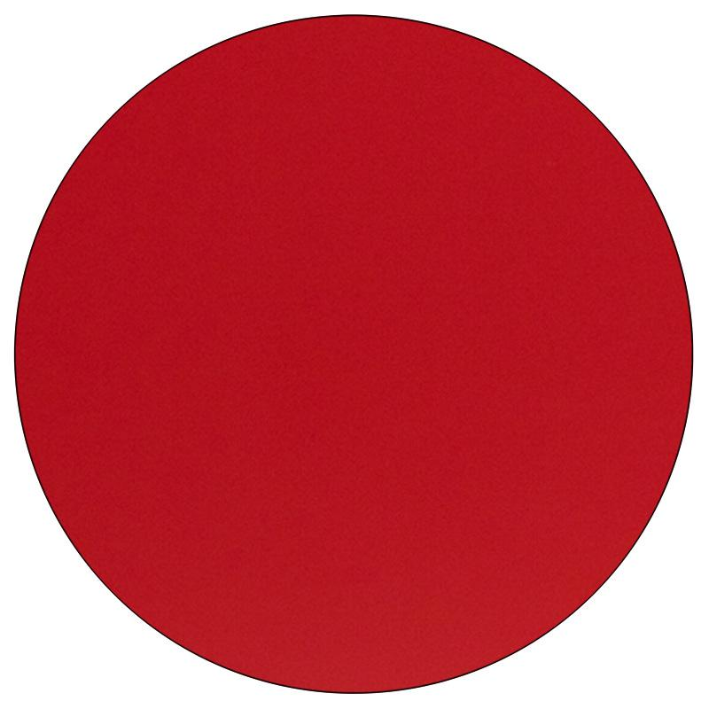 48'' Round Red HP Laminate Activity Table - Height Adjustable Short Legs