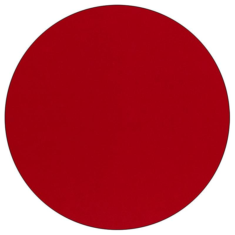 60'' Round Red Thermal Laminate Activity Table - Standard Height Adjustable Legs