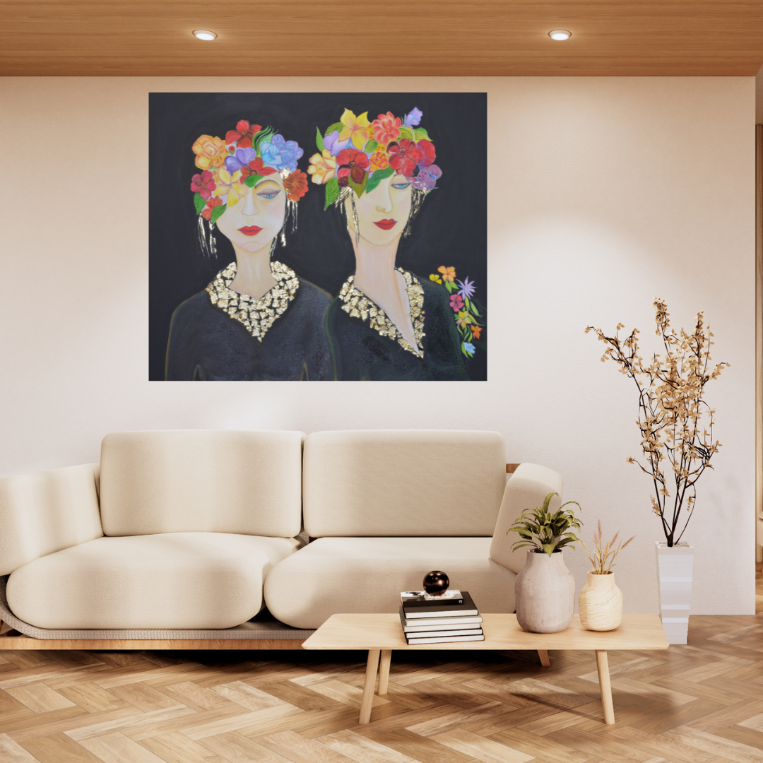 Original Painting Art work with oil paints on canvas, portrait, handmade, 100% made in the USA