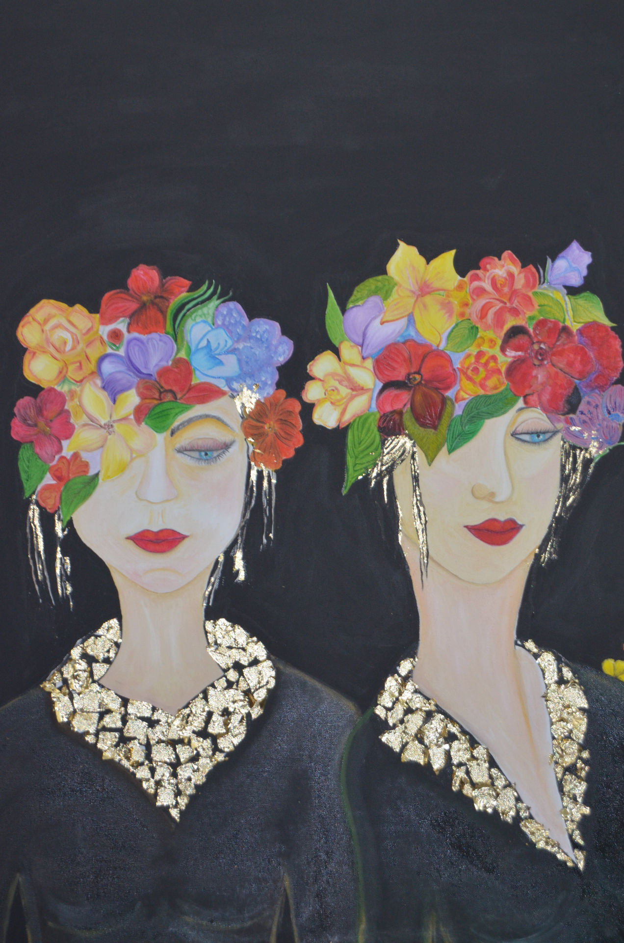Original Painting Art work with oil paints on canvas, portrait, handmade, 100% made in the USA
