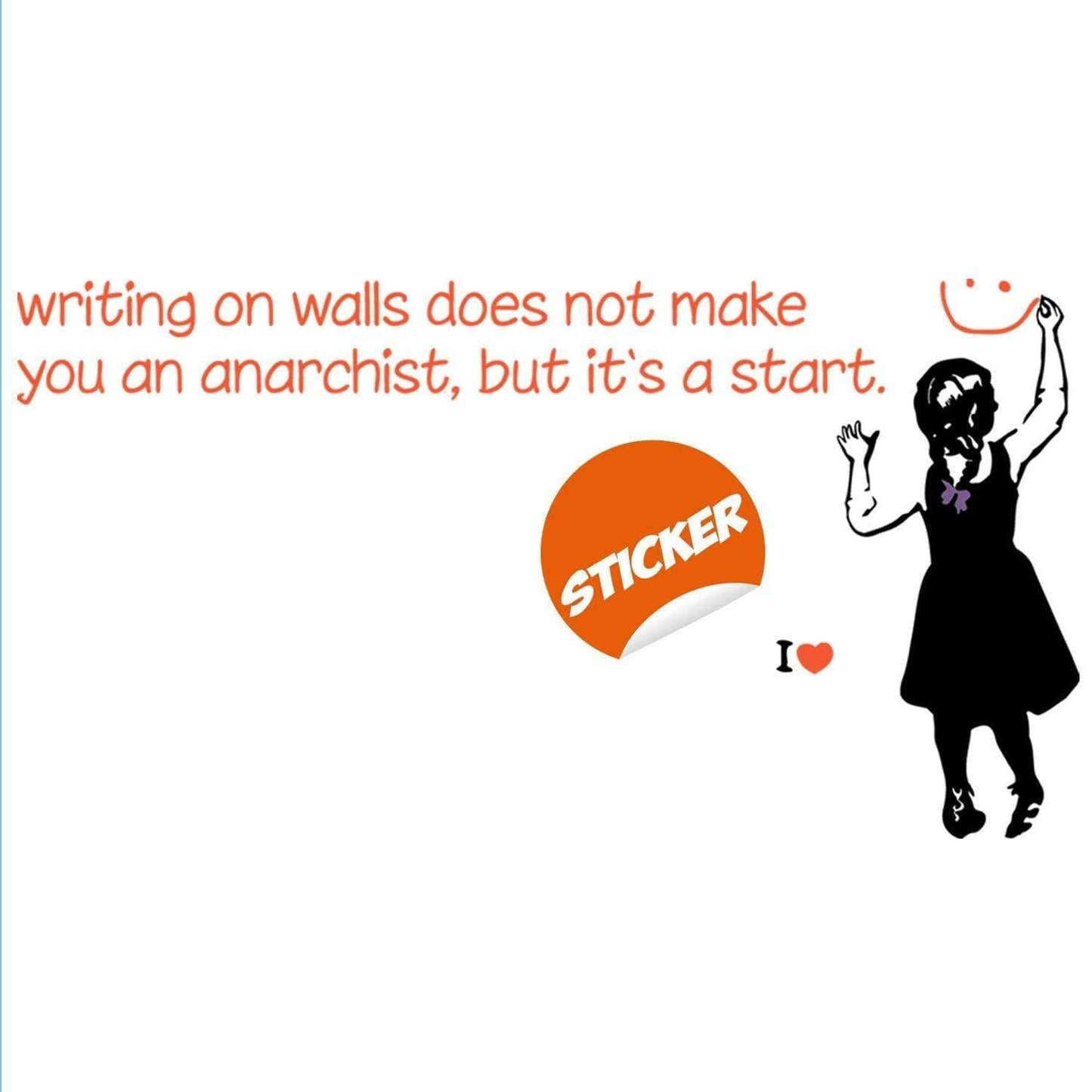 Banksy Girl Anarchist Wall Sticker - Magical Daisy Antifa Communist Anarchy Decal - Radical Political Street Art Anarchism Mural
