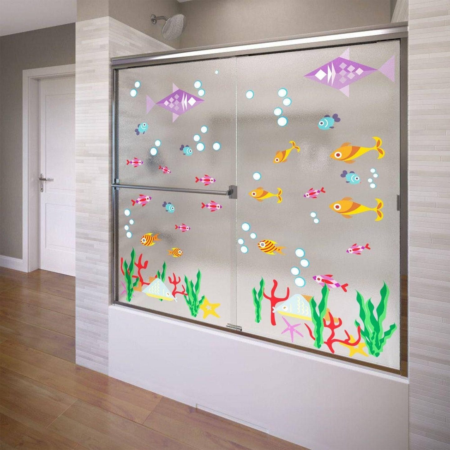 Bathroom Decor Door Vinyl Decals - Funny Bath Room Art For Shower Doors - Cute Ideas Kids Stickers Prints - Home Themes Fun Glass Murals