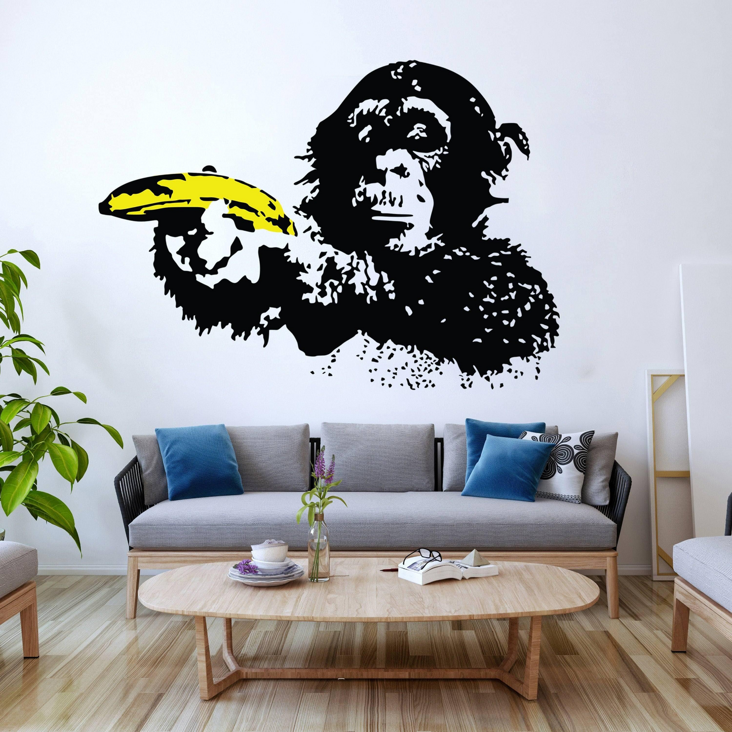 Banksy Monkey Wall Sticker - Bansky Art Vinyl Decal - Street Graffiti Focus Chimp Mural