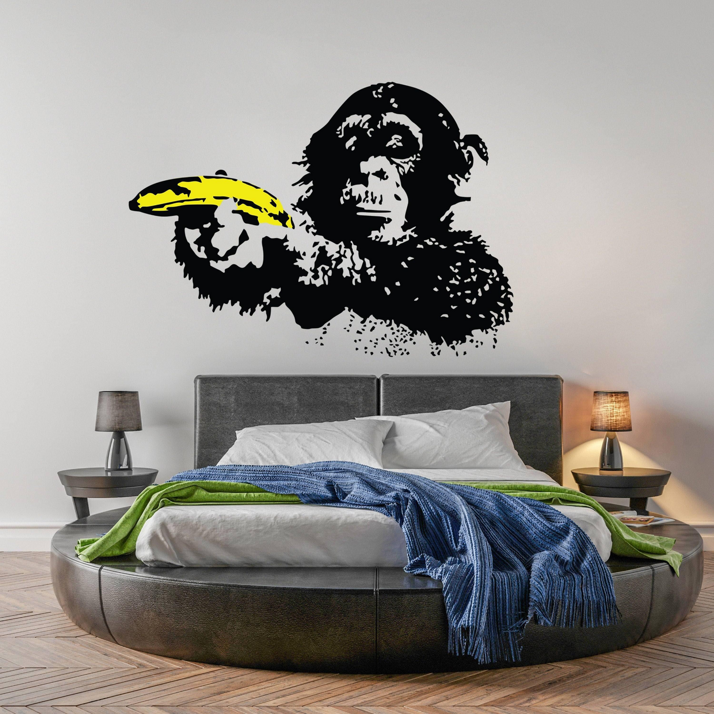 Banksy Monkey Wall Sticker - Bansky Art Vinyl Decal - Street Graffiti Focus Chimp Mural
