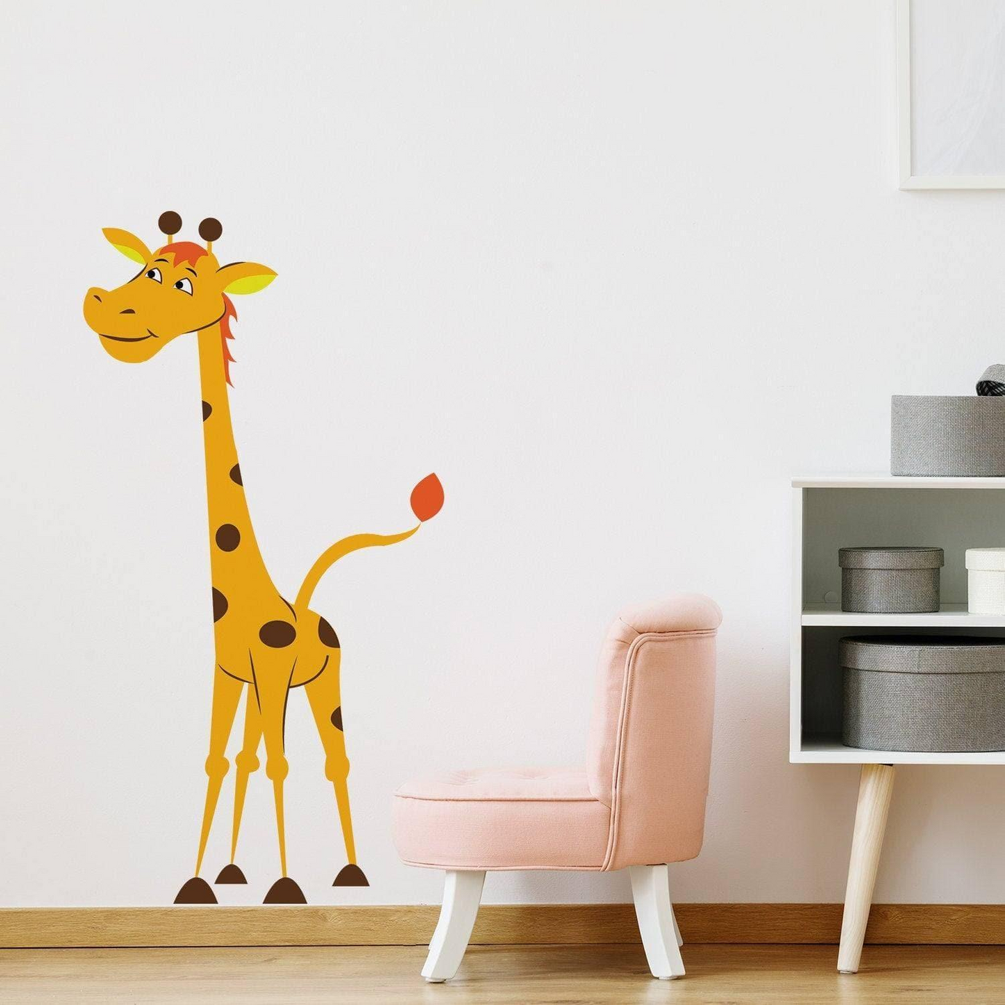 Nursery Giraffe Vinyl Wall Sticker - Baby Art Cute Funny Gift Animal Decor Decal - Boy Girl Africa Decorative Colourful Jungle Kid Print