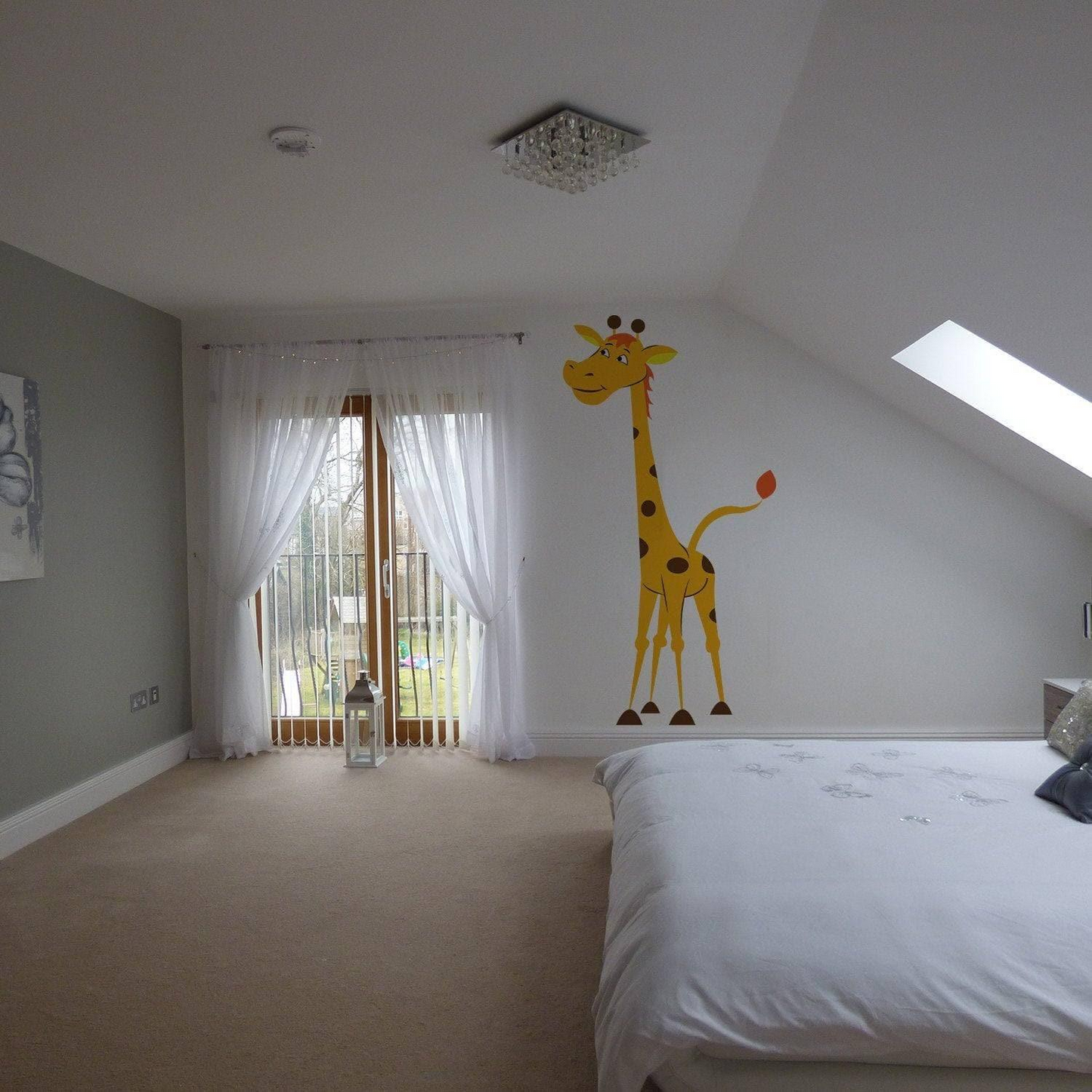 Nursery Giraffe Vinyl Wall Sticker - Baby Art Cute Funny Gift Animal Decor Decal - Boy Girl Africa Decorative Colourful Jungle Kid Print