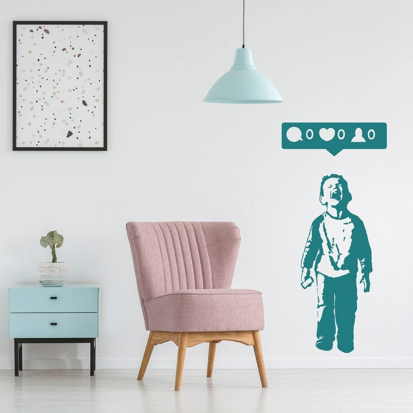 Crying Boy With Cellphone Banksy Wall Sticker - Facebook Phone Gift For Party Mac Decal - Sign Street Art Face Friend Cell Book Mural
