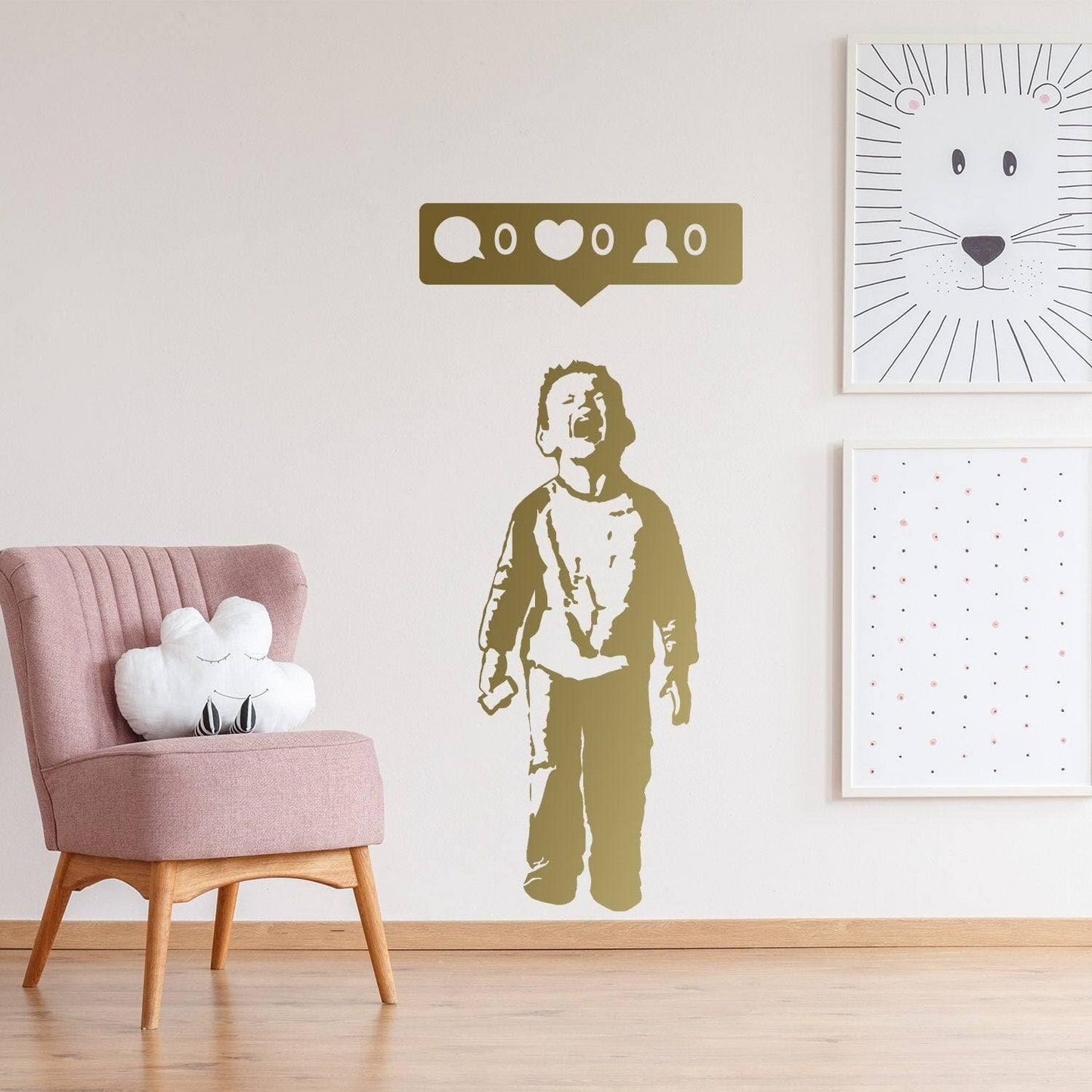 Crying Boy With Cellphone Banksy Wall Sticker - Facebook Phone Gift For Party Mac Decal - Sign Street Art Face Friend Cell Book Mural