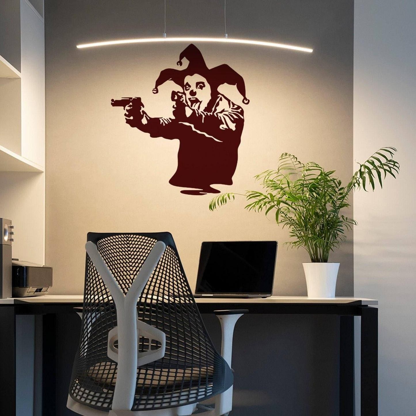 Captivating Joker Clown Wall Decal - Vinyl Sticker featuring Gun Theme