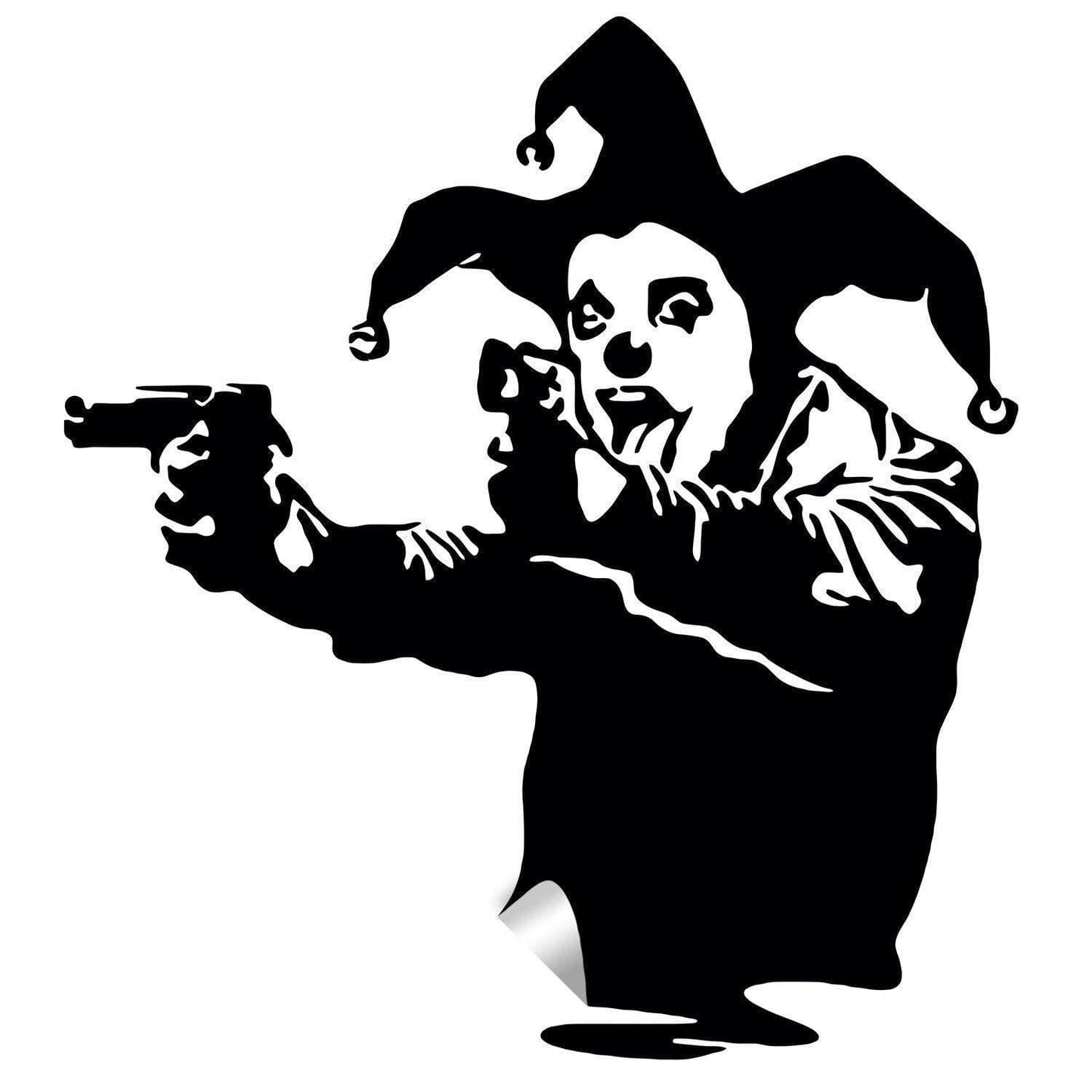 Captivating Joker Clown Wall Decal - Vinyl Sticker featuring Gun Theme