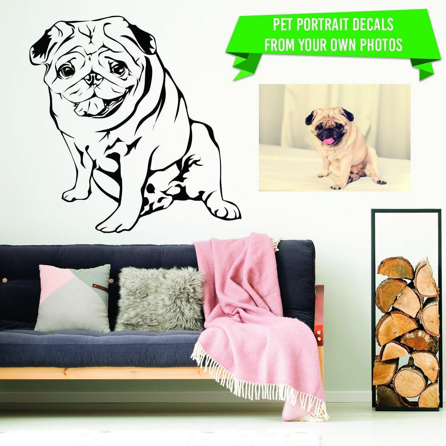 Custom Wall Decal Of Your Pet - Personalized Dog Lover Portrait Vinyl Sticker Gift Idea - Customized My Love Memorial Rescue Art Car Home