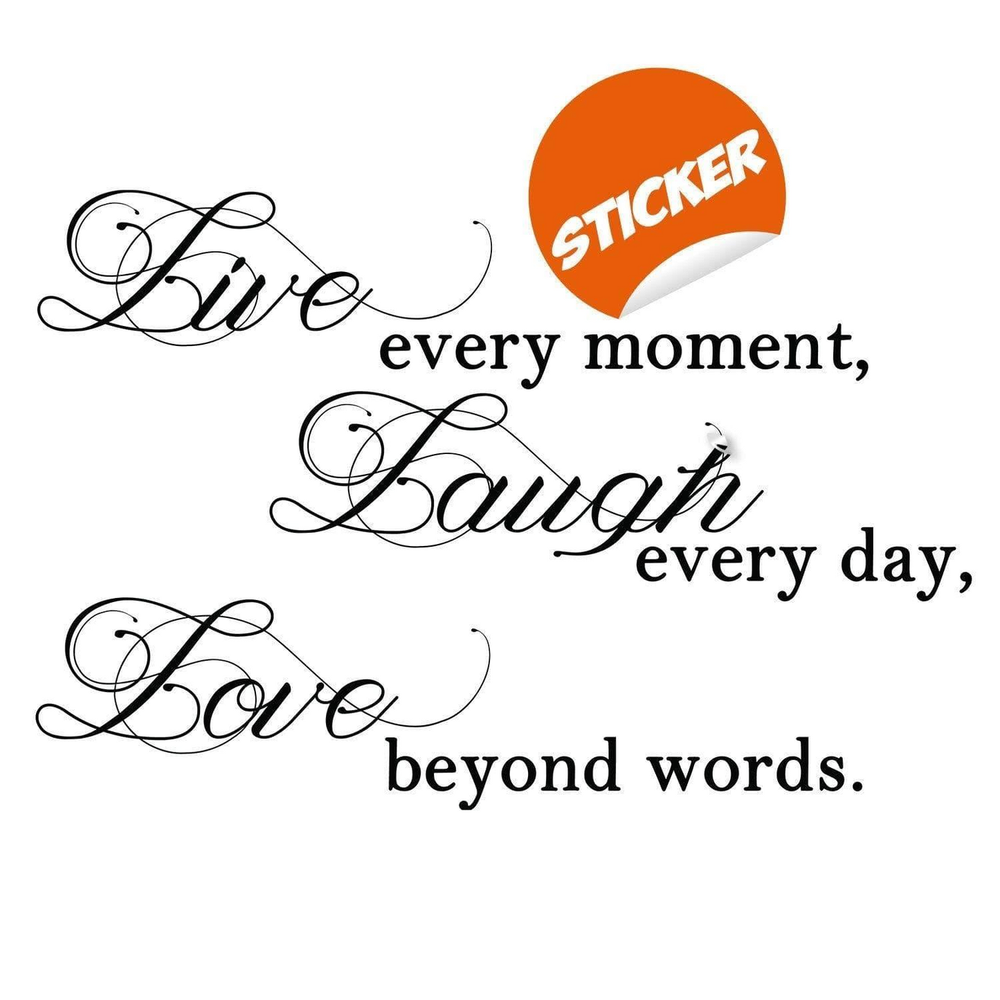 Live Laugh Love Sticker - Quote Art Mac Wall Stickers - Quotes Window Words Life Vinyl Decal - Laptop Positive Inspiration Family Bedroom