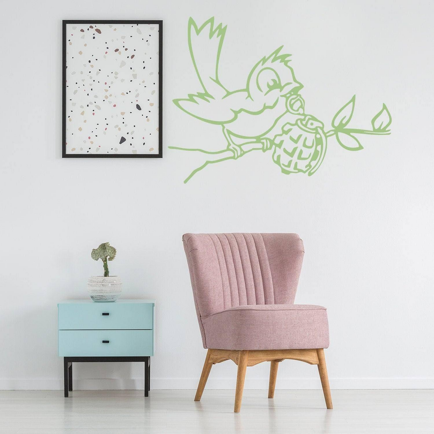 Banksy Bird Wall Decal - Urban Expression Grenade Design Vinyl Art Sticker
