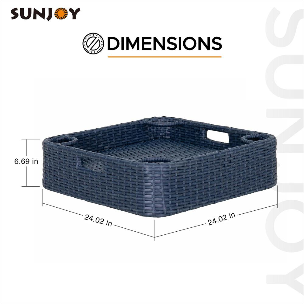 Wicker Floating Pool Tray Durable & Sturdy Aluminum Frame Pool Accessory Tray