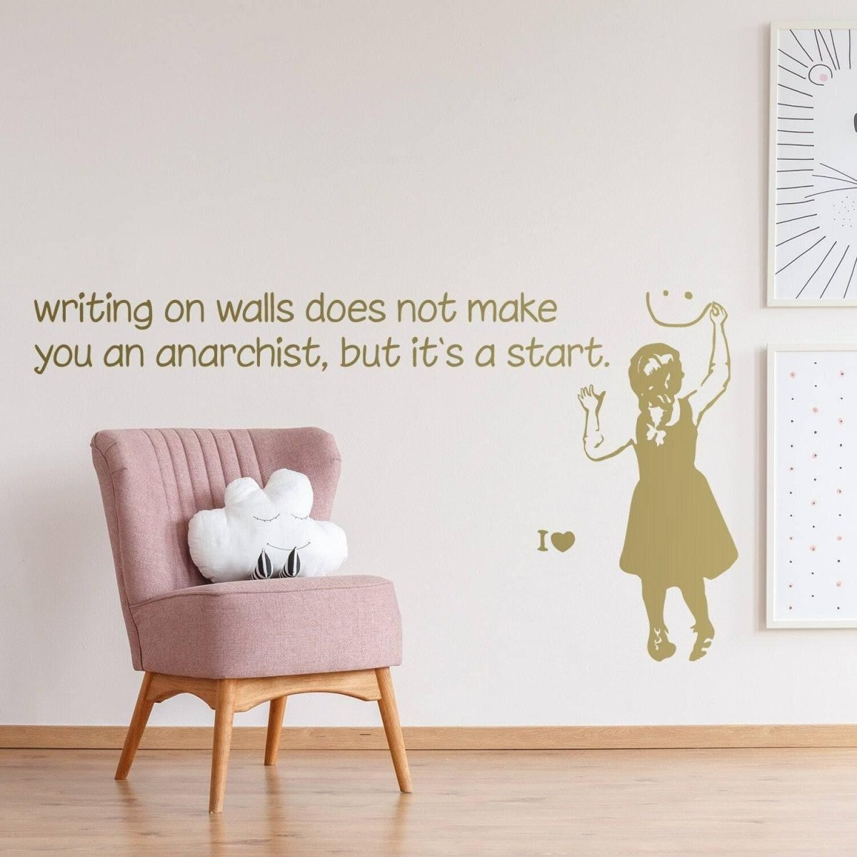Banksy Girl Anarchist Wall Sticker - Anarchism Daisy Antifa Illegal Communist Decal - Anarchy Radical Political Street Art Solidarity Vinyl