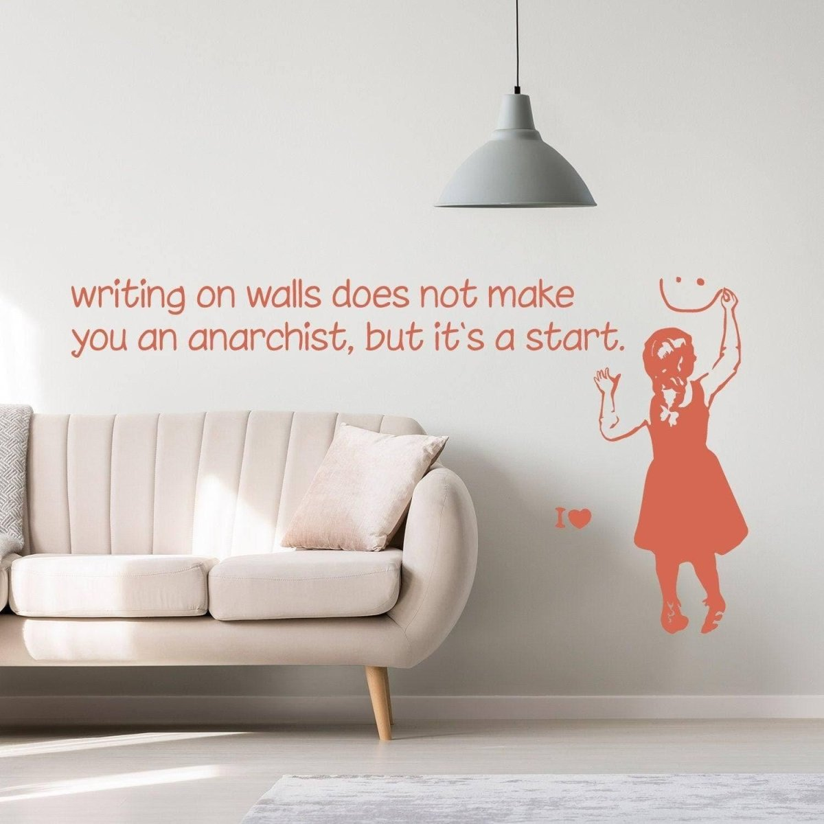 Banksy Girl Anarchist Wall Sticker - Anarchism Daisy Antifa Illegal Communist Decal - Anarchy Radical Political Street Art Solidarity Vinyl