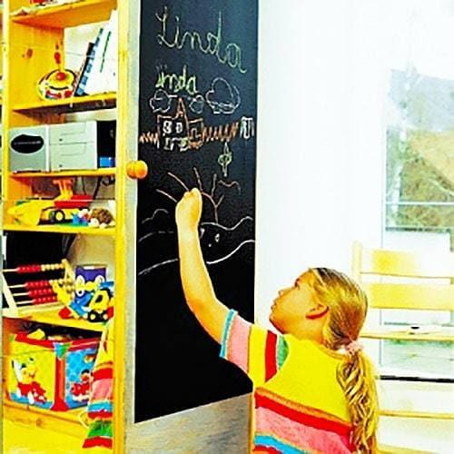 Chalkboard Wall Diy Black Kitchen Sticker - Reusable Write On Vinyl Decal - Blackboard Chalk Board Long Adhesive Kids Erasable Stickers