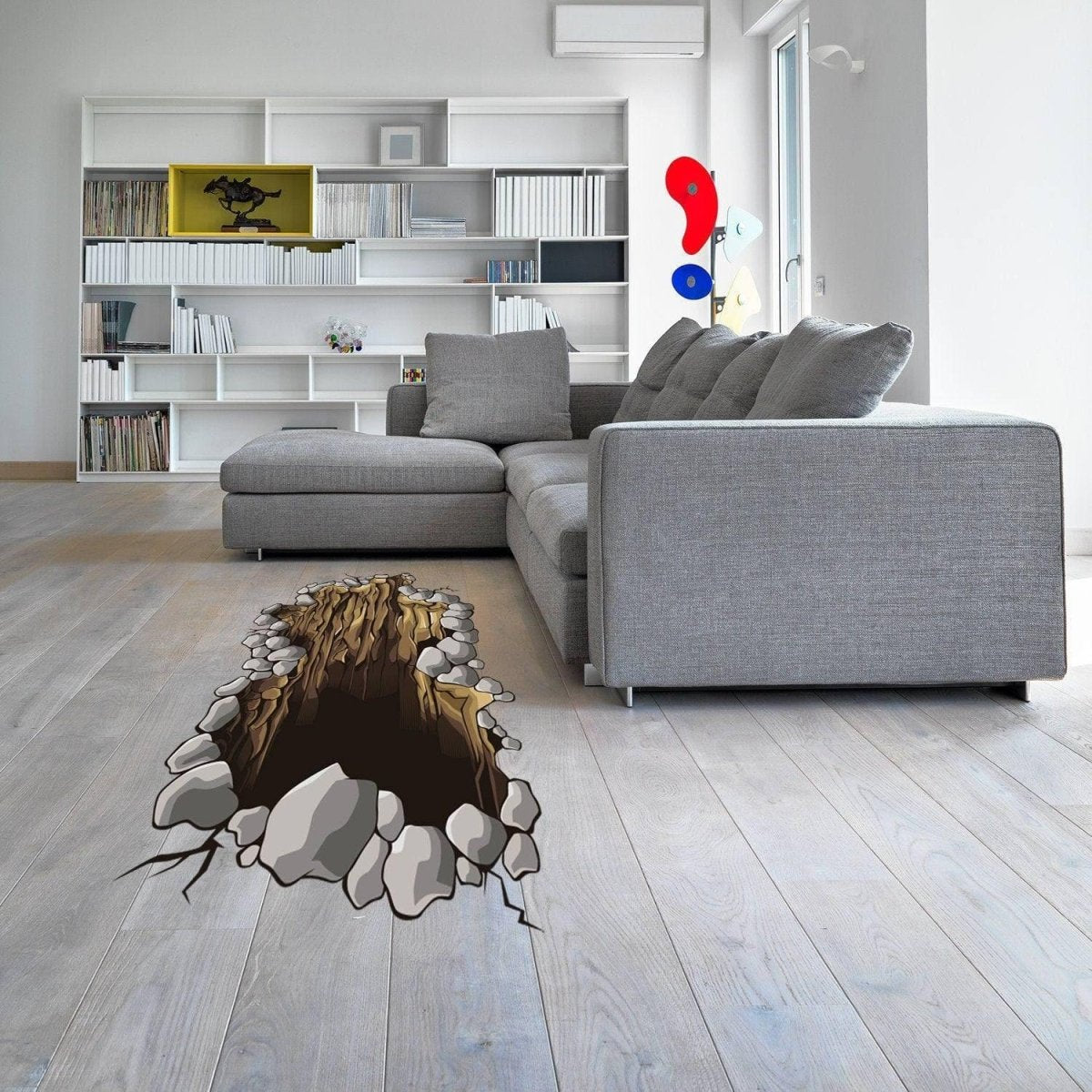 3d Floor Porthole Sticker - Self Adhesive Art Mural Living Room Vinyl Hole Decal For Interior - Bathroom Waterproof Print Decor Stickers