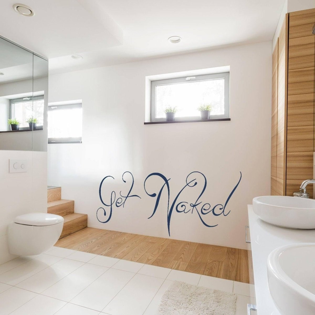 Get Naked Wall Bathroom Sticker - Shower Vinyl Quote Fun Bath Funny Sexy Decal - Bathtub Art Decor Humor Mirror Pool Door Nake Sign