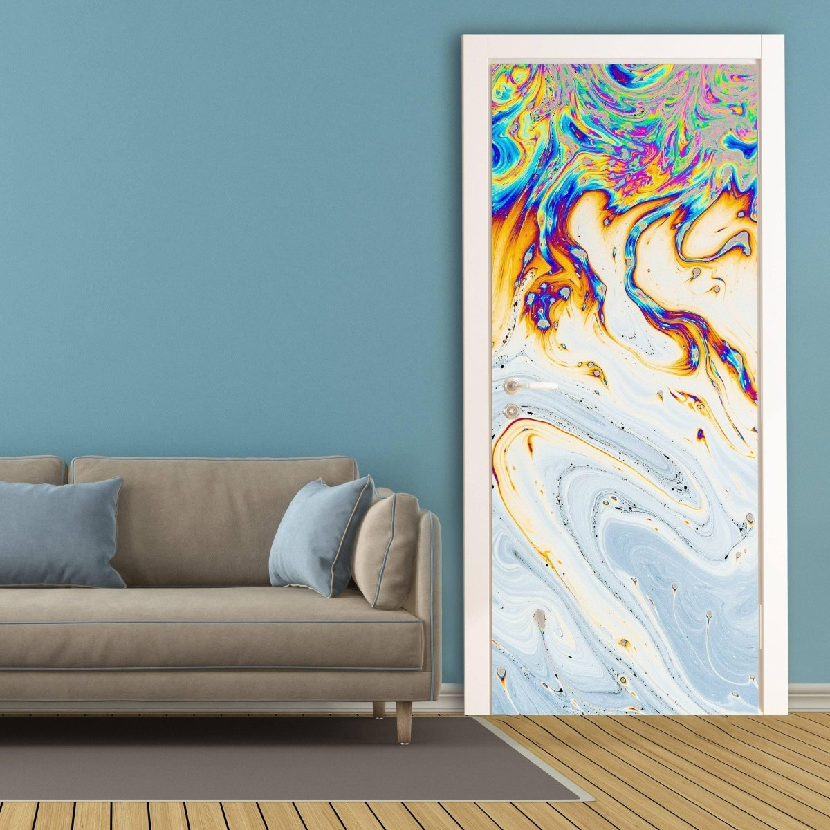 3d Door Cover Sticker - Abstract Wallpaper Front Door Mural Wall Decal - Removable Peel Stick Interior Covering Wrap Decor Vinyl For Doors
