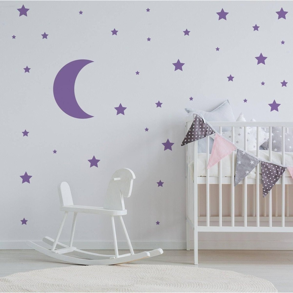 115x Star Wall Stickers - Baby Shower Moon Set Decorative Vinyl Decal - Little Cute Twinkle Pack Decor Nursery - Gold Crescent Decoration