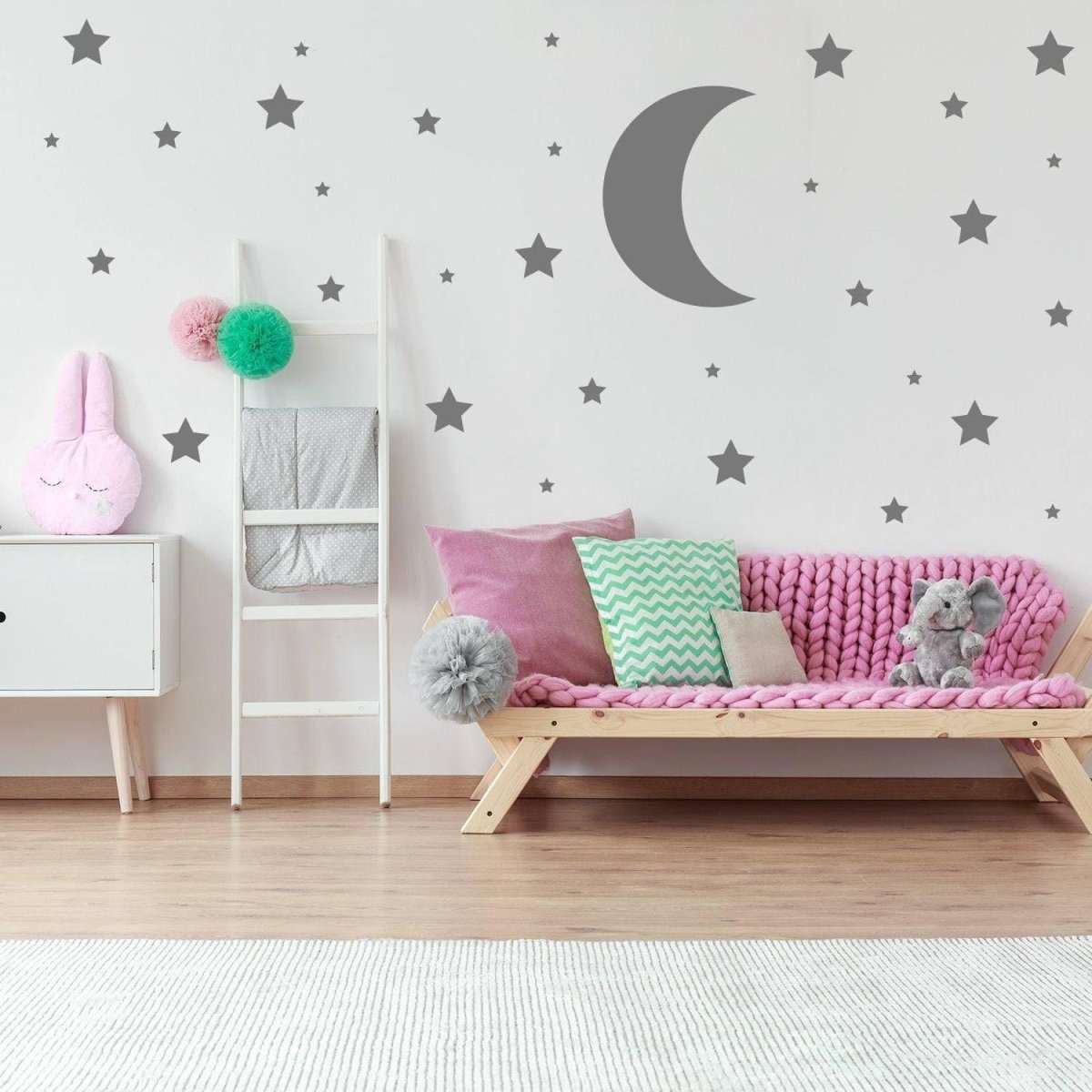 115x Star Wall Stickers - Baby Shower Moon Set Decorative Vinyl Decal - Little Cute Twinkle Pack Decor Nursery - Gold Crescent Decoration