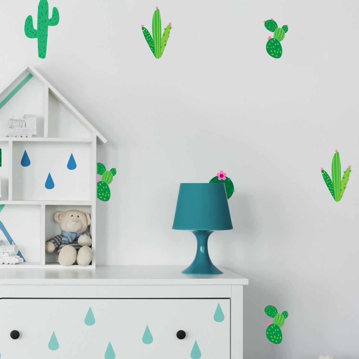 40x Cactus Wall Decal - Bedroom Nursery Room Vinyl Art Decor Sticker - Plant Kitchen Decals Mural - Baby Home Peel Stick Door Light Clings