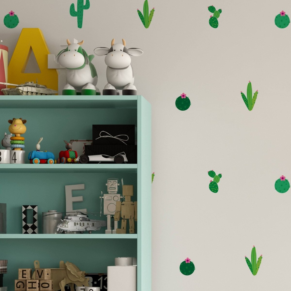 40x Cactus Wall Decal - Bedroom Nursery Room Vinyl Art Decor Sticker - Plant Kitchen Decals Mural - Baby Home Peel Stick Door Light Clings