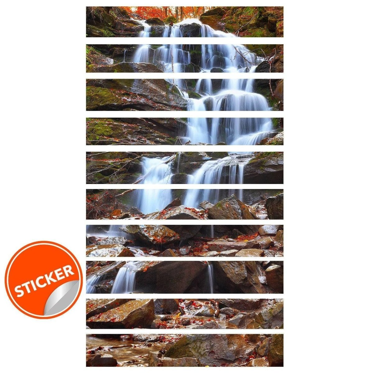 Stair Riser Vinyl Decals - Stairs Risers Stickers - 3d Stick And Peel Decal For Art Decor - Waterfall Step Murals Sticker Strips Home Mural