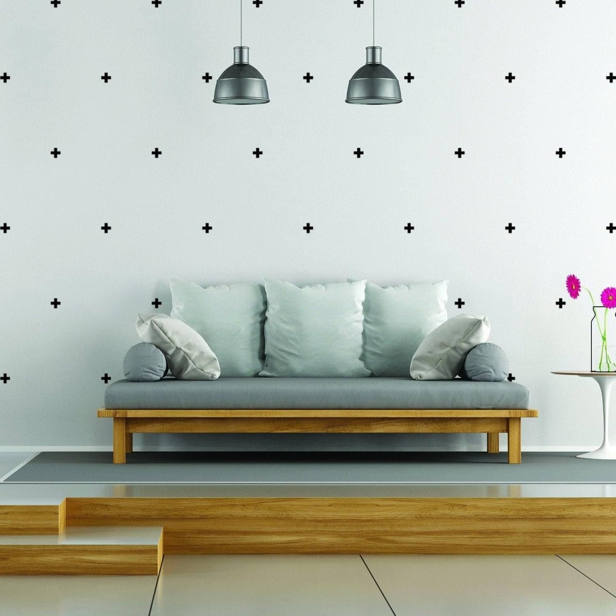 50x Cross Sticker Vinyl Wall Decor - The Adhesive Home Decal Crossing Line - Small Black Decoration For Boy Girl - Large Office Stick