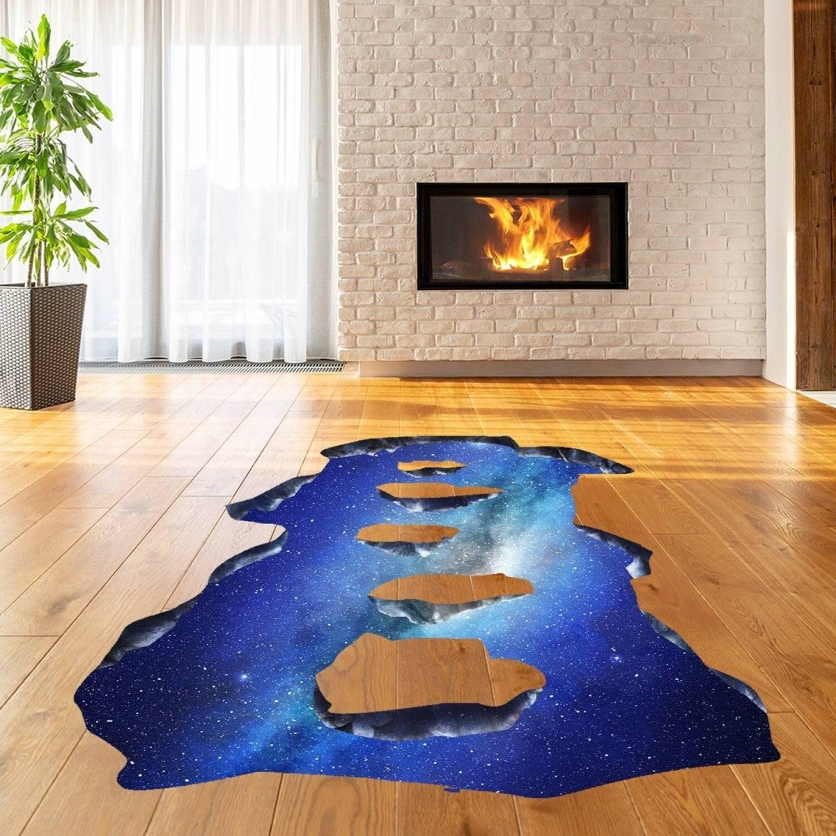 3d Space Bridge Floor Vinyl Decal - Bathroom Living Room Flooring Galaxy Decals Stick Peel Decor Stickers Decoration Kids Classroom Sticker