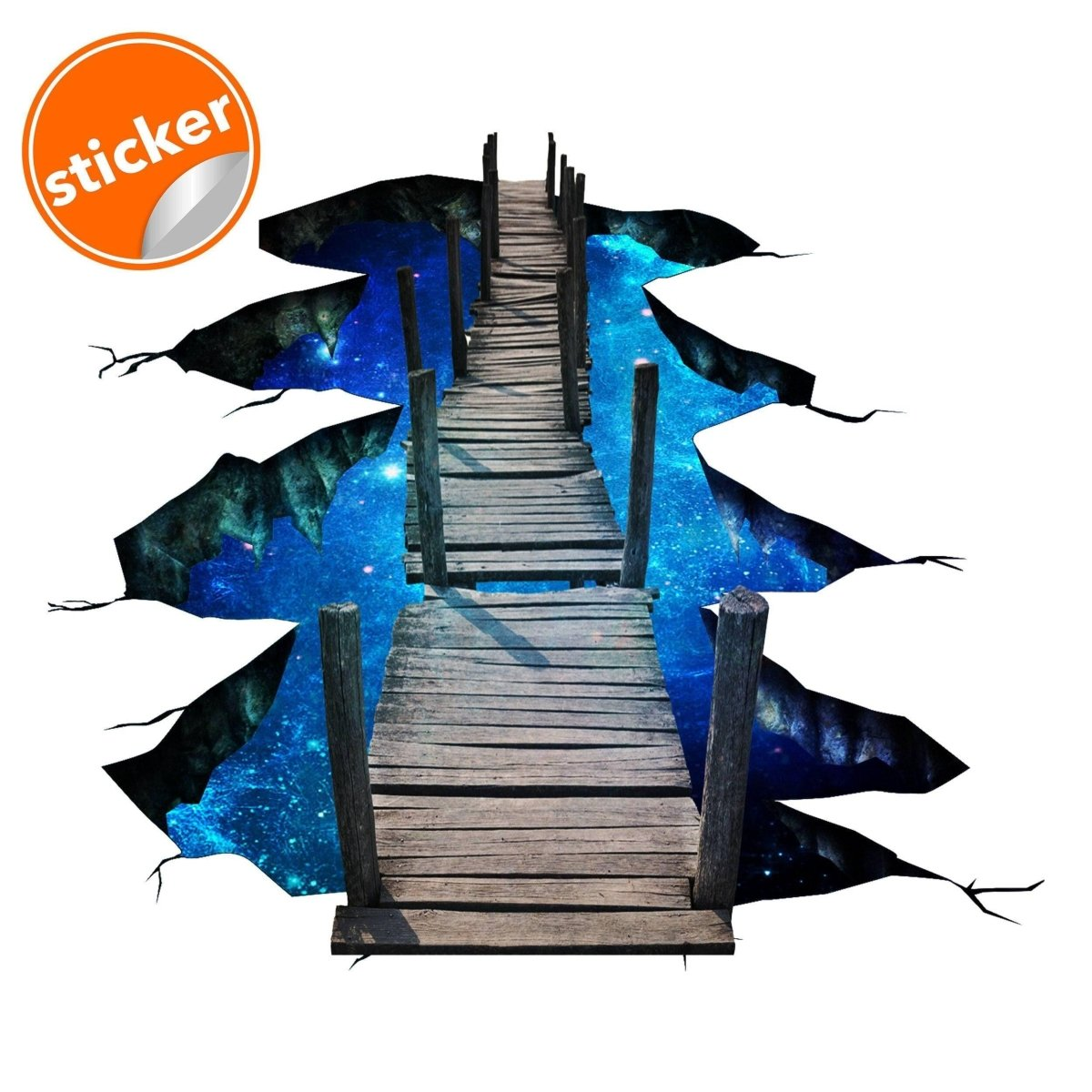 3d Space Bridge Floor Vinyl Decal - Bathroom Living Room Flooring Galaxy Decals Stick Peel Decor Stickers Decoration Kids Classroom Sticker