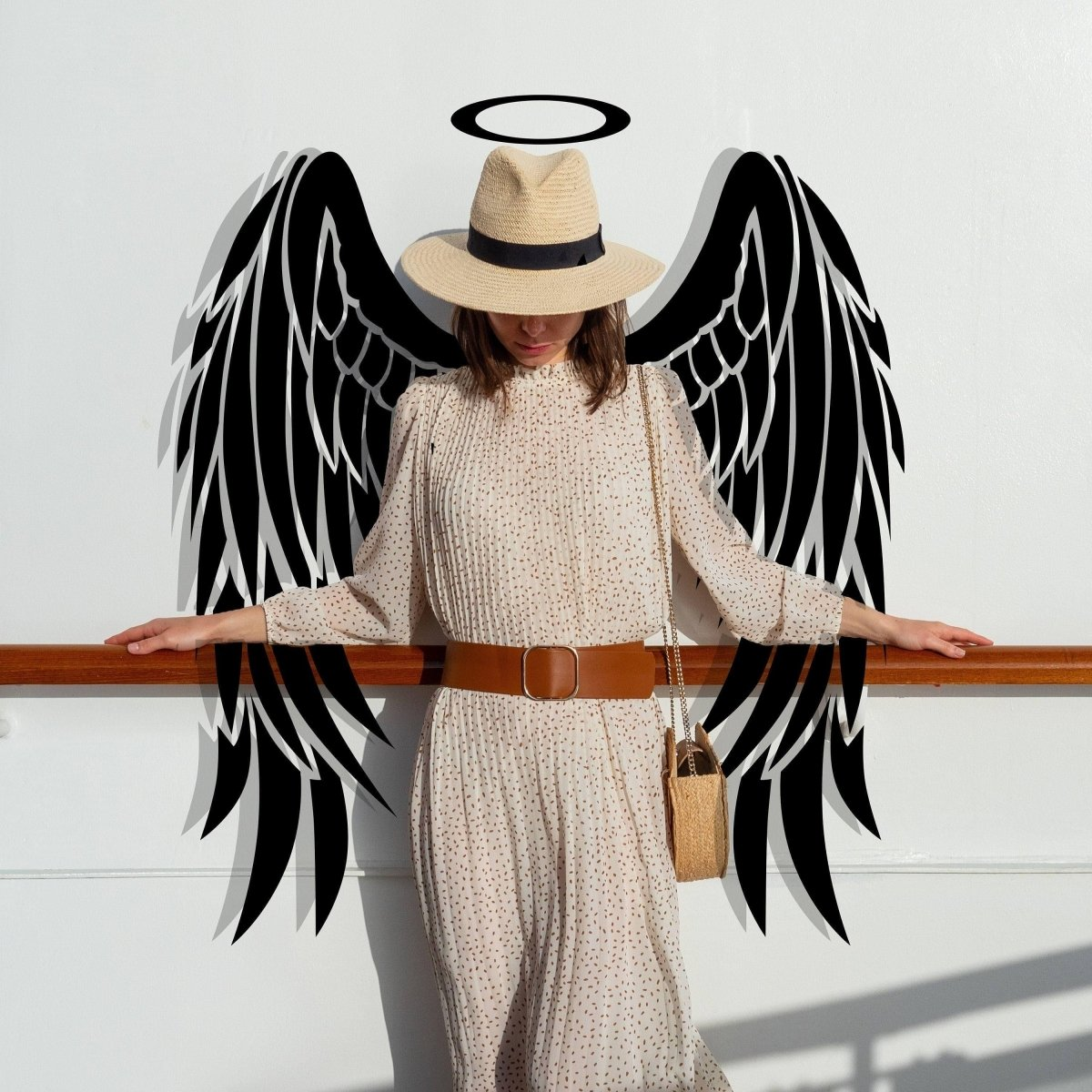 Angel Wings Wall Decor - Angels Wing Art Vinyl Decal - Large Feather Sticker For Room Decoration - The Girl Princess Home 3d Black Mural
