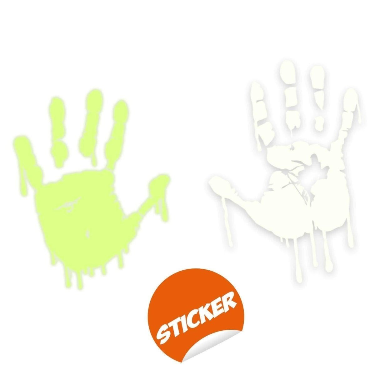 Glow In Dark Bloody Hands Scary Red Vinyl Sticker - Night Glowing Zombie Blood Car Wall Decal Print - Realistic Luminescent Light Ghost