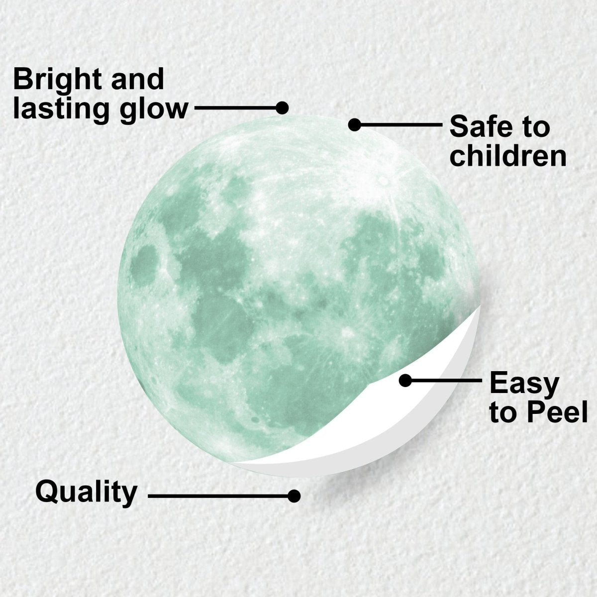 Glow In The Dark Full Moon And Star Wall Sticker - Bedroom Ceiling Decoration Large Glowing Decal - Big Luminous Light For Kid Room Decor