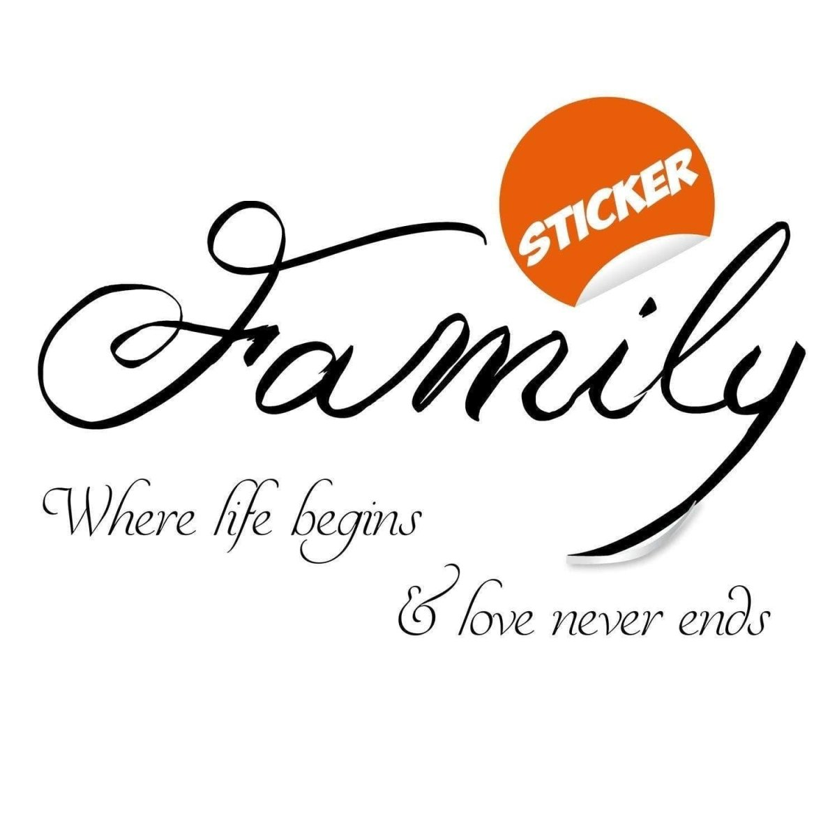 Family Quote Wall Sticker - Love Sign Decor Vinyl Decal - Room Art Quotes Stickers - Rules Inspirational Motivational Inspiring Decals