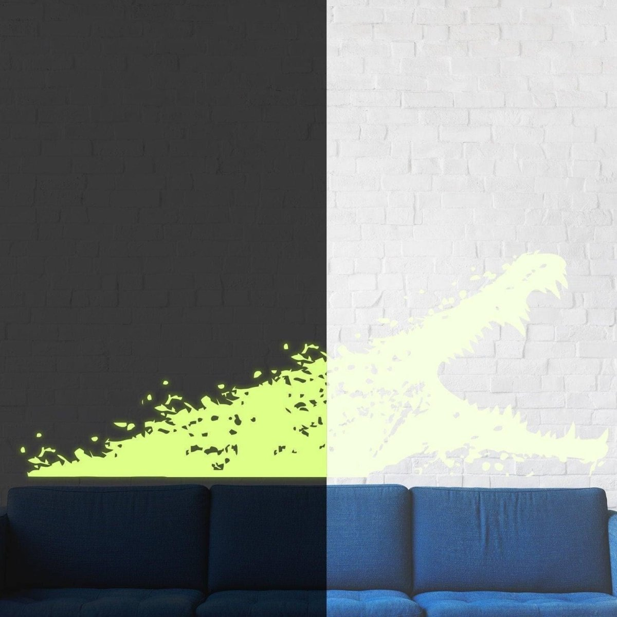 Glow In Dark Aligator Wall Sticker - Night Glowing Gator Vinyl Decal - Boy Or Girl Cut Alligator Mural - Realistic Luminescent Light Ghost